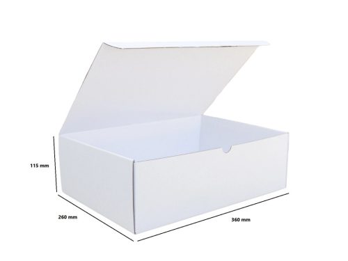 Önzáró fehér postai csomagoló doboz 360x260x115 mm