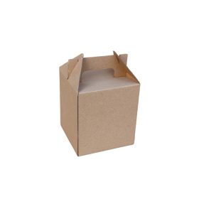 Ajándék barna csomagoló doboz fogófüllel 115x115x130 mm