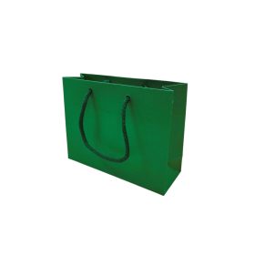 Zsinórfüles papírtáska 20x7x15 cm zöld