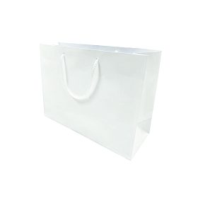 Zsinórfüles papírtáska 32x12x23 cm (fekvő) fehér