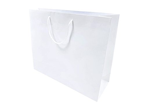 Zsinórfüles papírtáska 38x13x31 cm (fekvő) fehér