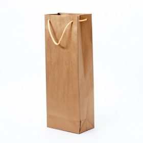   Zsinórfüles italtasak, italtartó papírtáska 13x8x37 cm natúr barna