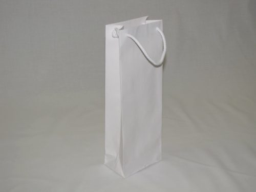 Zsinórfüles italtasak, italtartó papírtáska 13x8x37 cm fehér