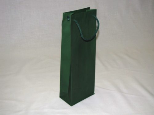 Zsinórfüles italtasak, italtartó papírtáska 13x8x37 cm zöld