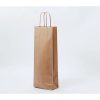 Sodrott füles italtasak, italtartó papírtáska 14x39+8 cm natúr barna