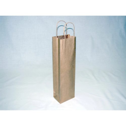 Sodrott füles italtasak, italtartó papírtáska 14x39+8 cm natúr barna