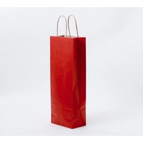   Sodrott füles italtasak, italtartó papírtáska 14x39+8 cm bordó