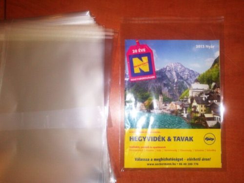 Ragasztócsíkos celofán tasak jellegű BOPP tasak - A/4-es 21,5x30+2cm zacskó