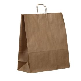 Sodrott füles papírtáska 45x48+17 cm natúr barna