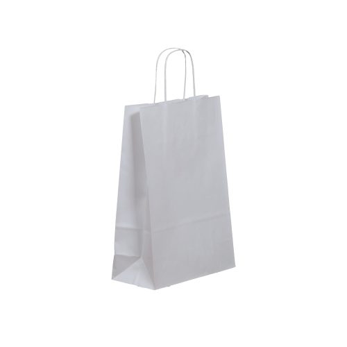 Sodrott füles papírtáska 22x31+10 cm fehér