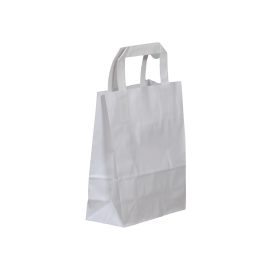 Szalagfüles papírtáska 18x22+8 cm fehér